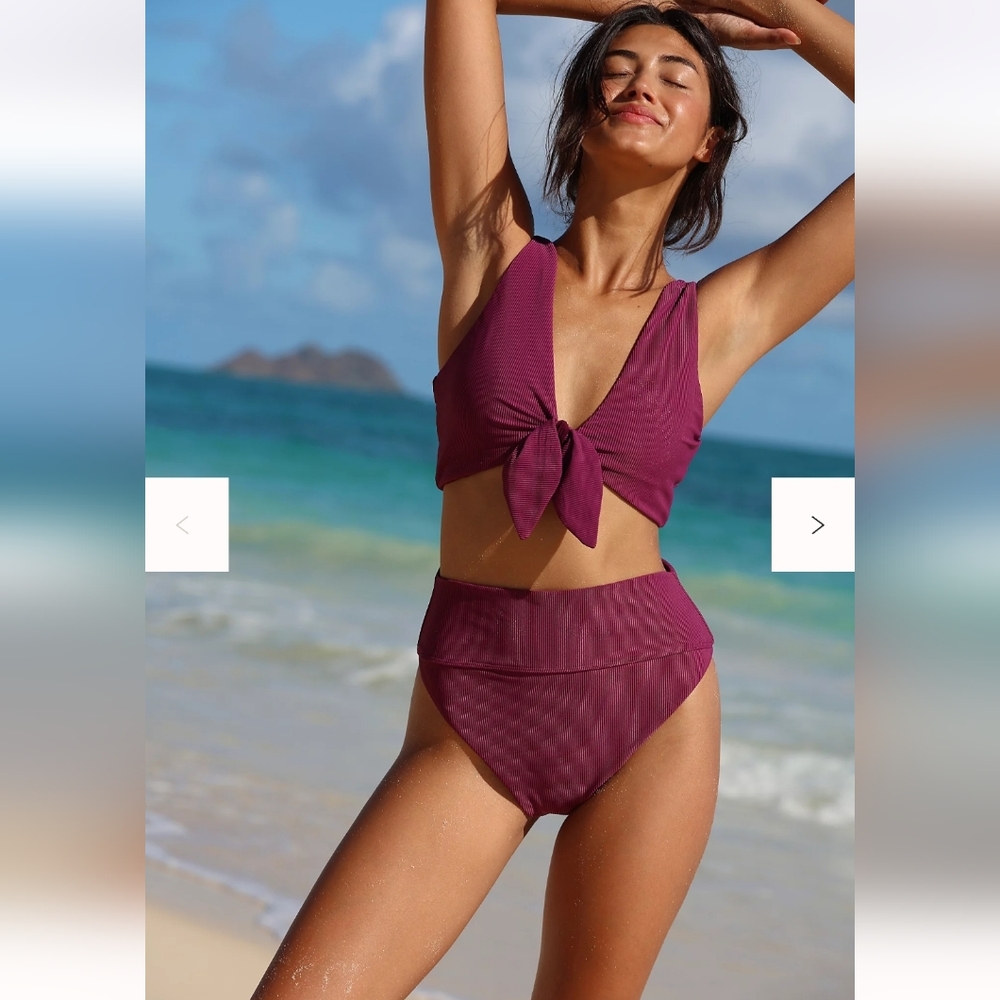 Beach Riot Dallas Ribbed Bikini Set Purple Plum - Picture 6 of 7